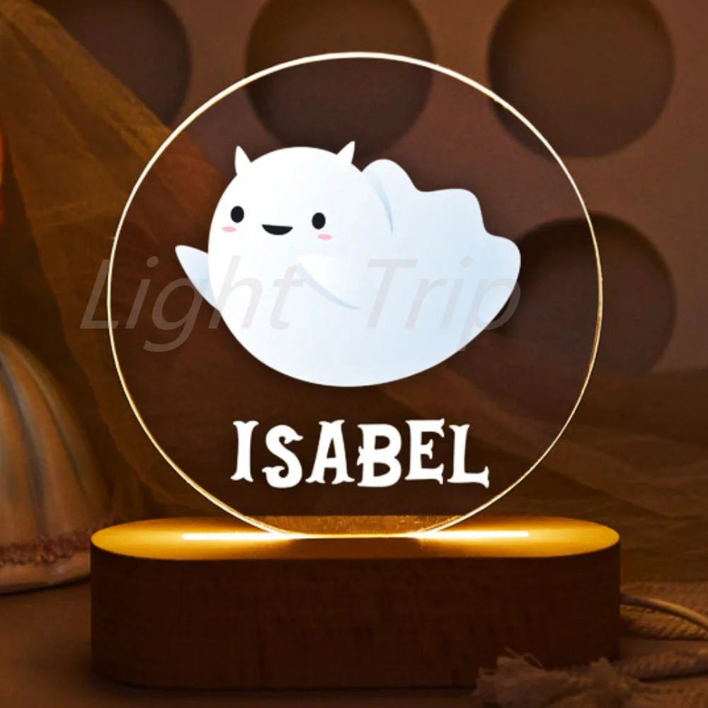 Personalised Baby Night Light With Wooden Base Animals Night Light Baby Gift Birth Custom Name Nursery Light Baby Gift Dropshipp