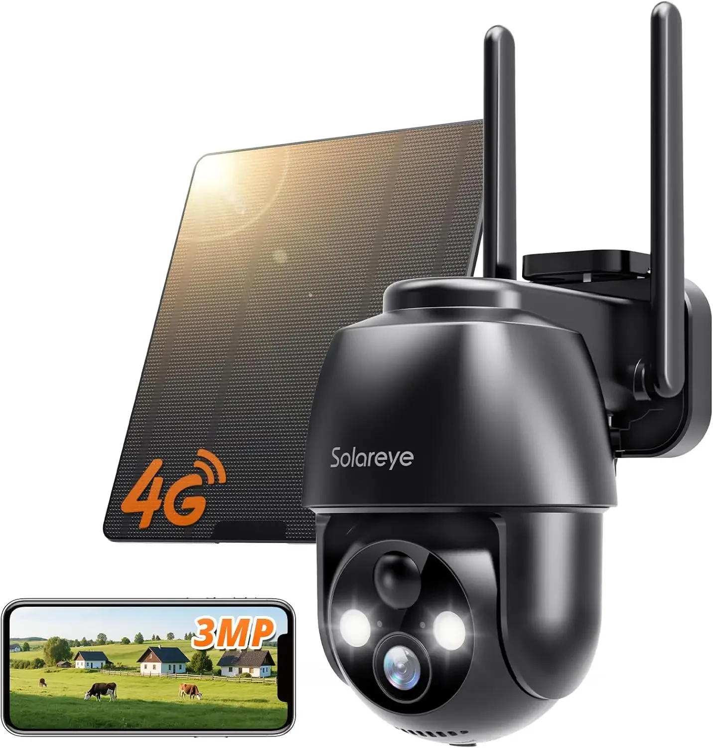 

4G LTE Outdoor Security Camera, 2K Night Vision, 360° View, PIR Motion Detection, 2-Way Audio, No WiFi