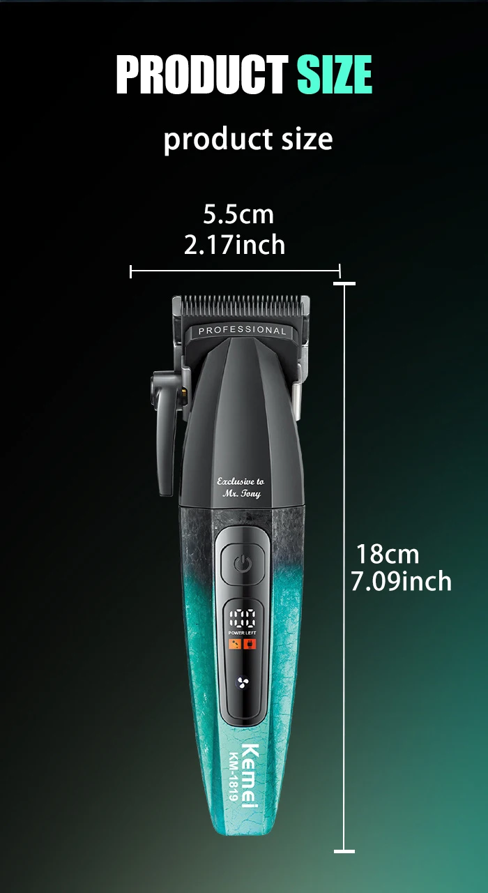 Kemei 1819 Elektrischer Haarschneider für Männer Professionelle Wiederaufladbare Kabellose Haarschneidemaschine Hochwertiger Haartrimmer für Friseure – Detail 9