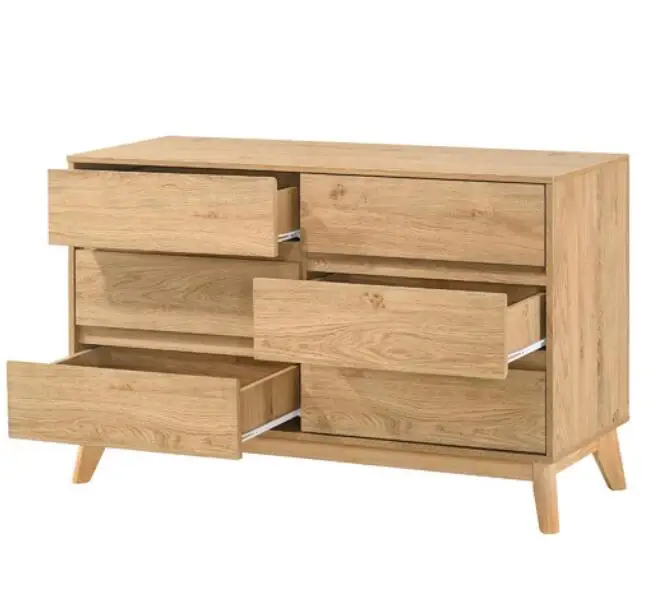 xx-Nature Oak 6 Drawers of Chest Dresser Wooden Bedroom Armoire Living Room Furniture 6 Drawers Cabinet*