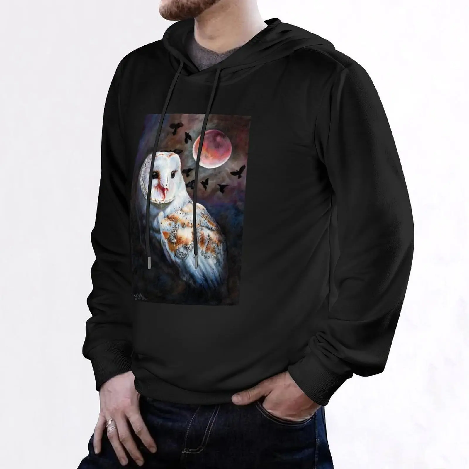 Owl of the Blood Moon Heart Hoodie autumn jacket men men's sweat-shirt set men wear hooded shirt hoodie oversize
