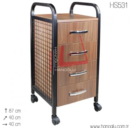 Natural Wood Wheeled Service Trolley for Barbershops Hair Salons Beauty Salons Factory Made Hot Sale