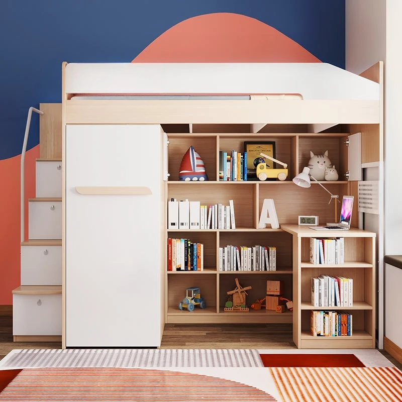 Children's high and low beds with desks, wardrobes, integrated multi-functional combination beds, small apartments, saving space