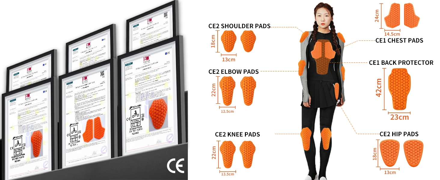 WOSAWE دراجة نارية درع CE معتمد سترة إدراج حامي الظهر مرونة عالية متسابق درع الظهر العمود الفقري وسادة واقية