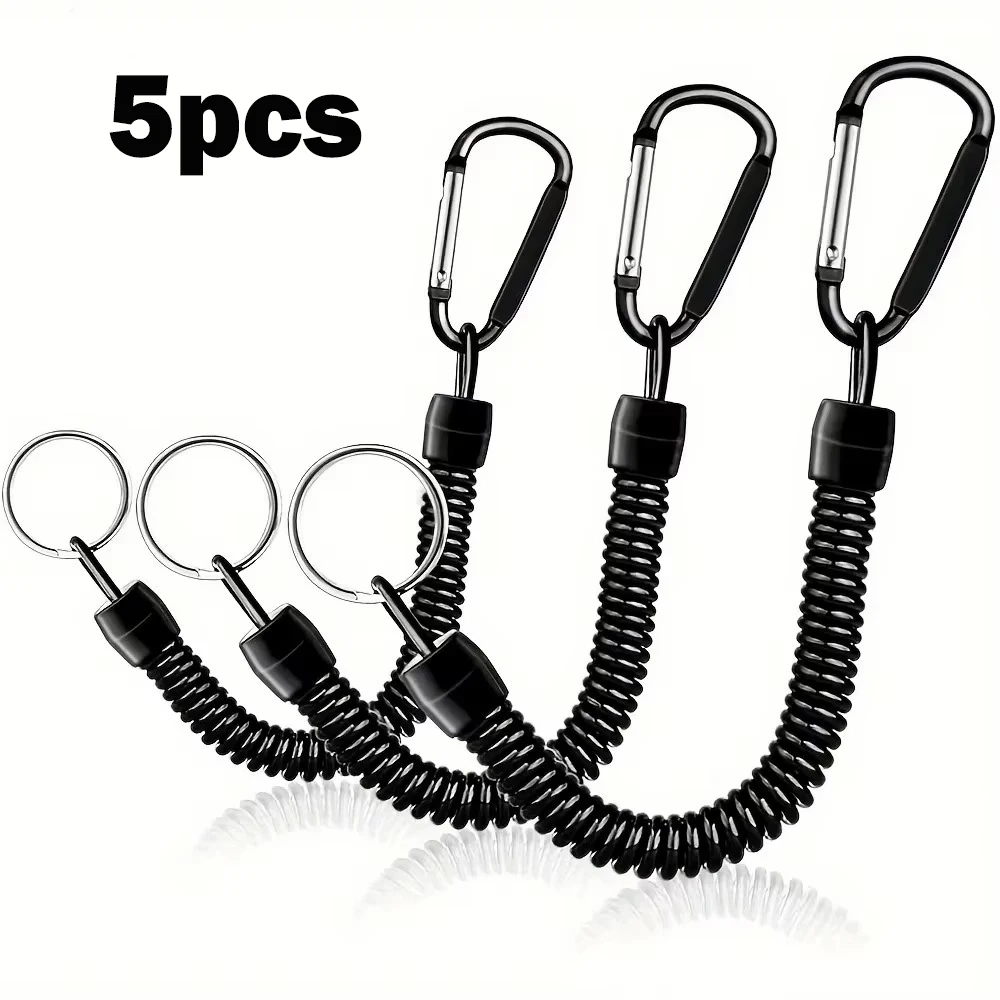5pcs Spring Coil Keychains,Retractable Wrist Strap Safety Rope,8.46