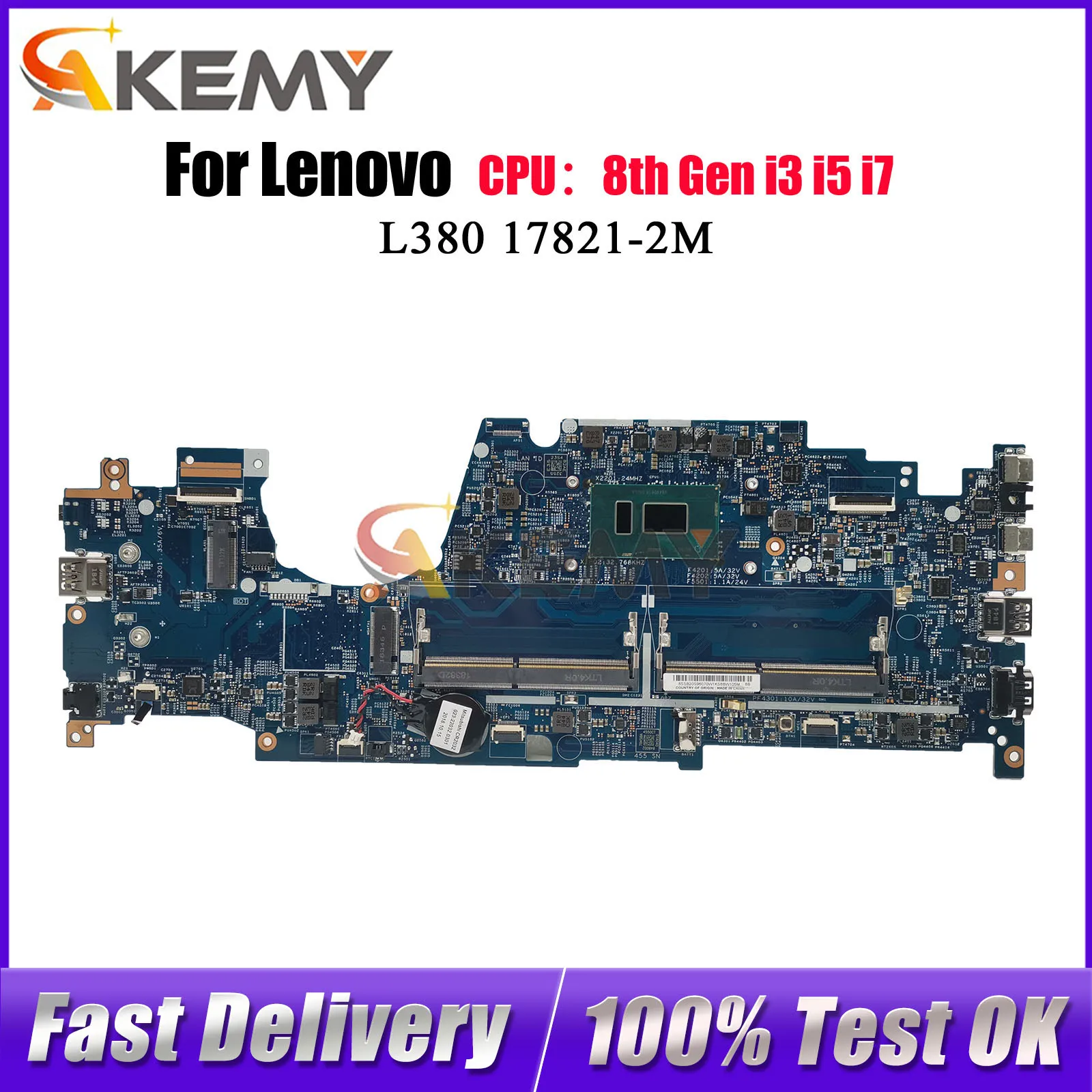 

For Lenovo ThinkPad L380 S2 17821-2M Laptop Motherboard With I3 I5 7th 8th Gen CPU 100% Fully Tested