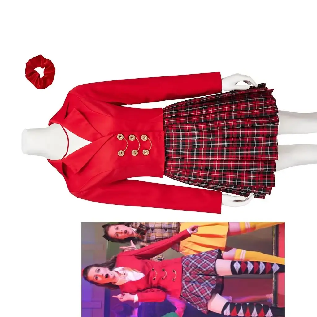 

Musical Heather Chandler Cosplay Costume Women's Red Jacket JK Skirts School Uniform Suit Halloween Carnival Party Ball Gown