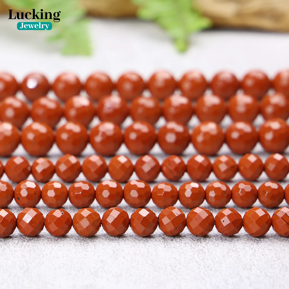 100% Natural Faceted Red Jasper Red Stone Loose Beads For Jewelry Making Bracelet Necklace Accessories 15'' 4 6 8 10mm