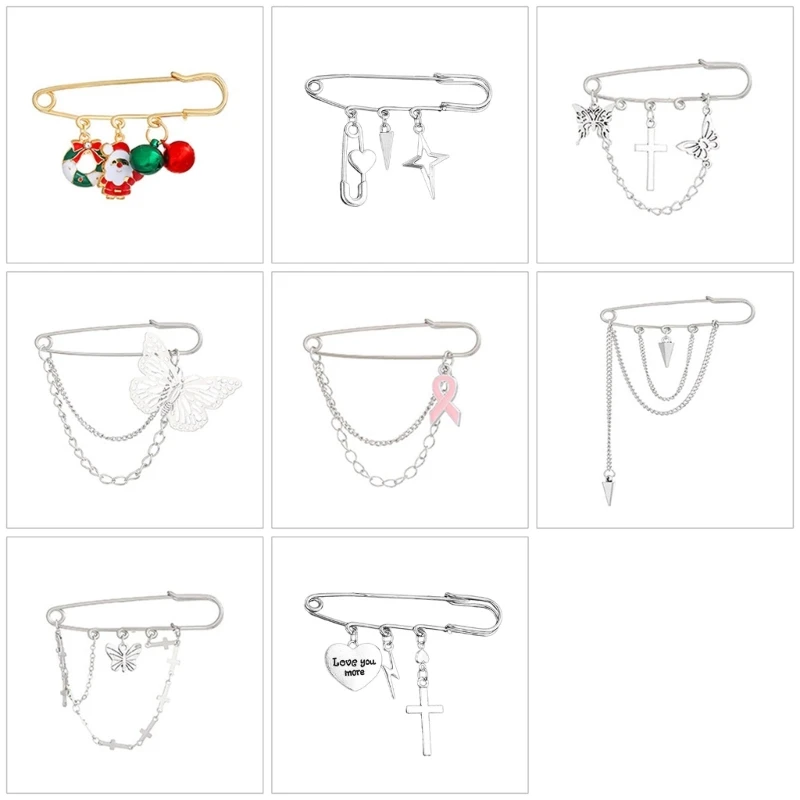 

Exquisite Brooch Clip Unique Clasp Pin Chain Retro Brooch Pin Alloy Material Pendant Brooch for Dresses and Cardigans