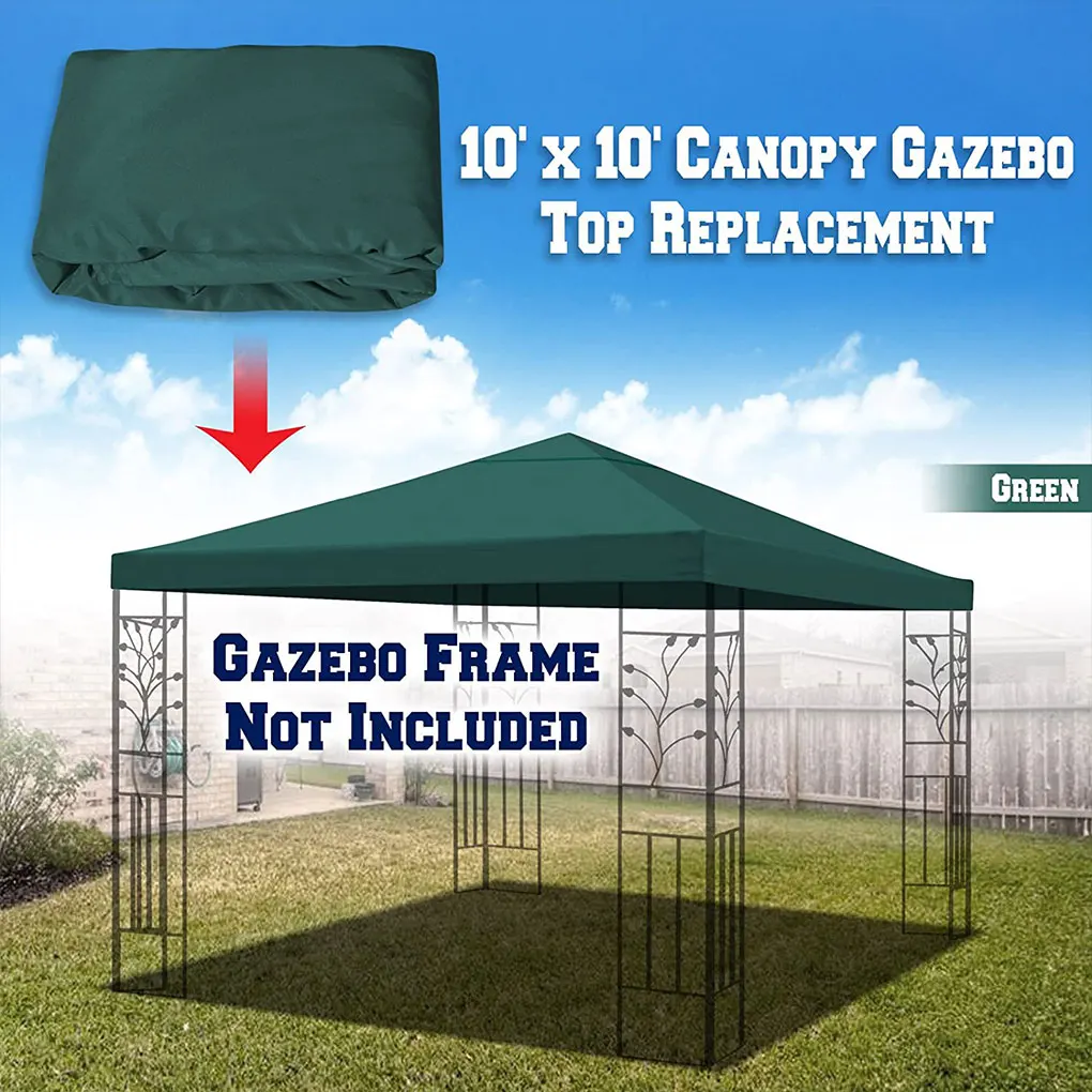 Gazebo Top Replacement Outdoor Patio Umbrella Cover Waterproof Polyester Sunshade Canopy, Dark Green