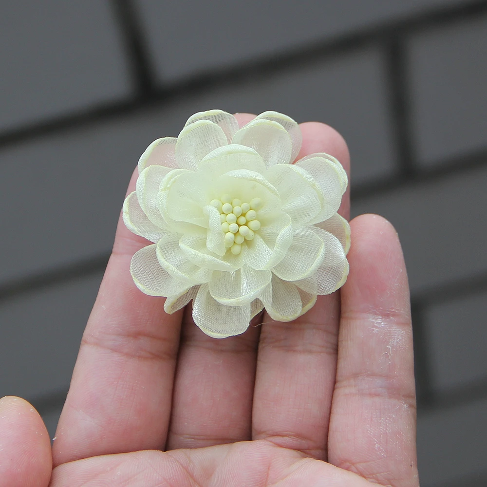 5cm Artificial Flower Handmade Chiffon Fabric Patch Applique for Hair Clips Clothing Hats Bags DIY Decorative Accessories view 6