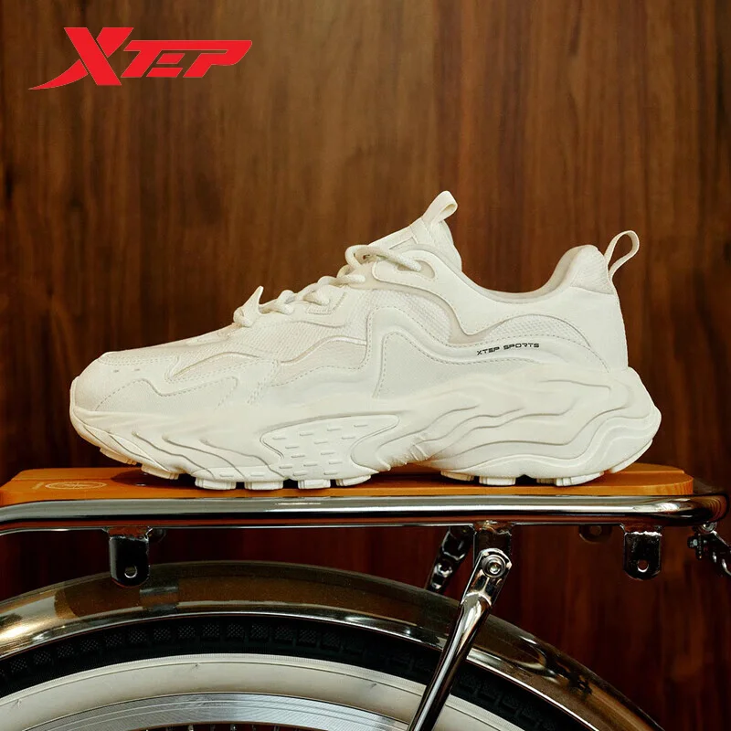 Xtep Walking Shoes Men Cushioning Breathable Fashion Vintage Causal Shoes Wear-Resistant Comfortable Male Sneakers 877419320014