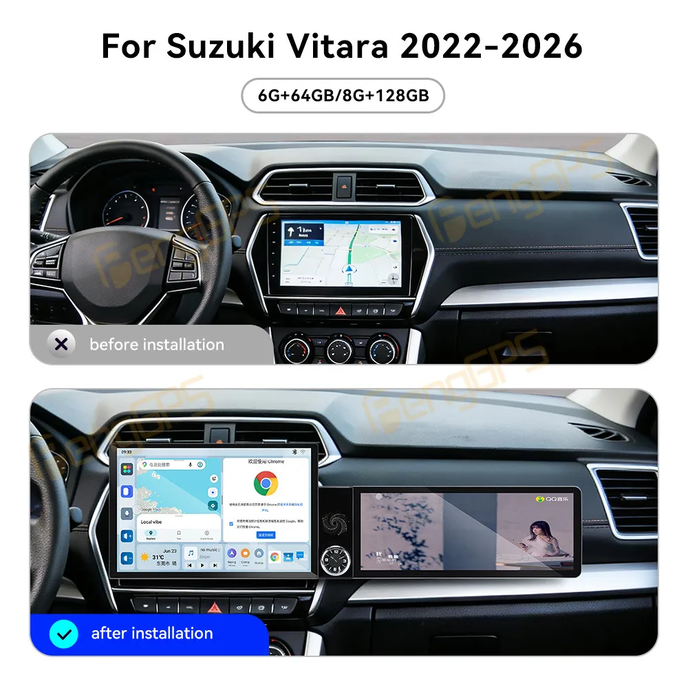 For Suzuki Vitara 2022-2026 Android Car Radio Multimedia Video Player Wireless Carplay Autoradio Stereo GPS Navigation Head Unit