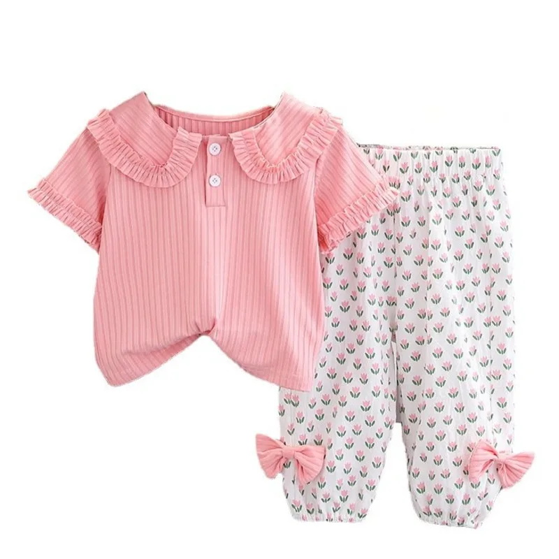 New Summer Baby Girls Clothes Suit Children Casual T-Shirt Shorts 2Pcs/Set Toddler Sports Costume Infant Outfits Kids Tracksuits