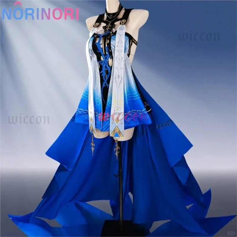 Kostum Cosplay CyWuthering Waves Florus Wig Fleurdelys Seragam Cartethyia Hiasan Kepala Pesta Halloween untuk Wanita Pakaian Karnaval