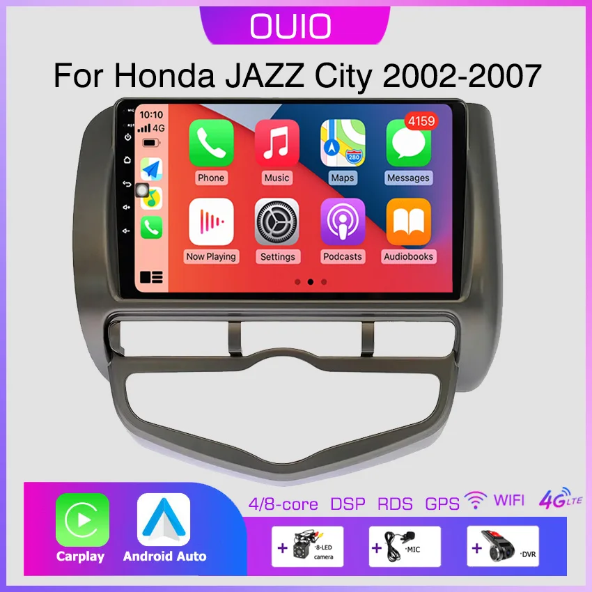 

Магнитола на Android 13 для Honda JAZZ City 2002 2003 2004 2005-2007, автомобильный стерео Мультимедийный Плеер для Carplay, автомобильный GPS-навигатор, 2DIN DSP