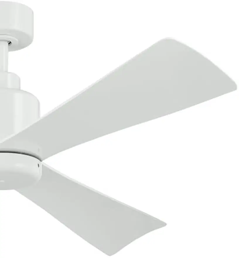 KICHLER 52 Inch True Ceiling Fan, 3 Blade Modern Minimalist Fan in White with White Blades, Full Function Control System, Handhe