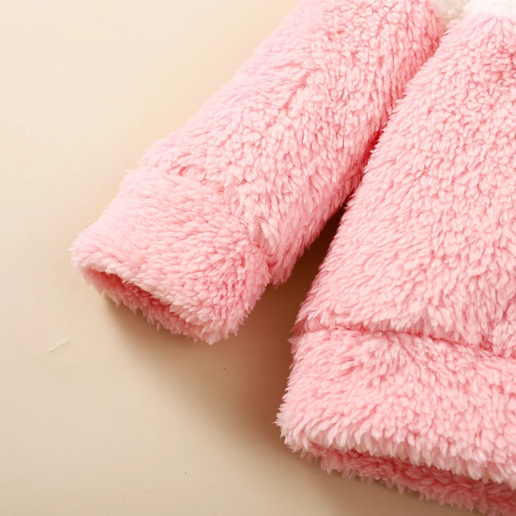 0-2 سنة الوليد طفلة الخريف الشتاء الزي الدافئ - 2 قطعة مجموعة الملابس مقنعين زغب (طويلة الأكمام هوديي أعلى + بانت) للاستخدام اليومي #3