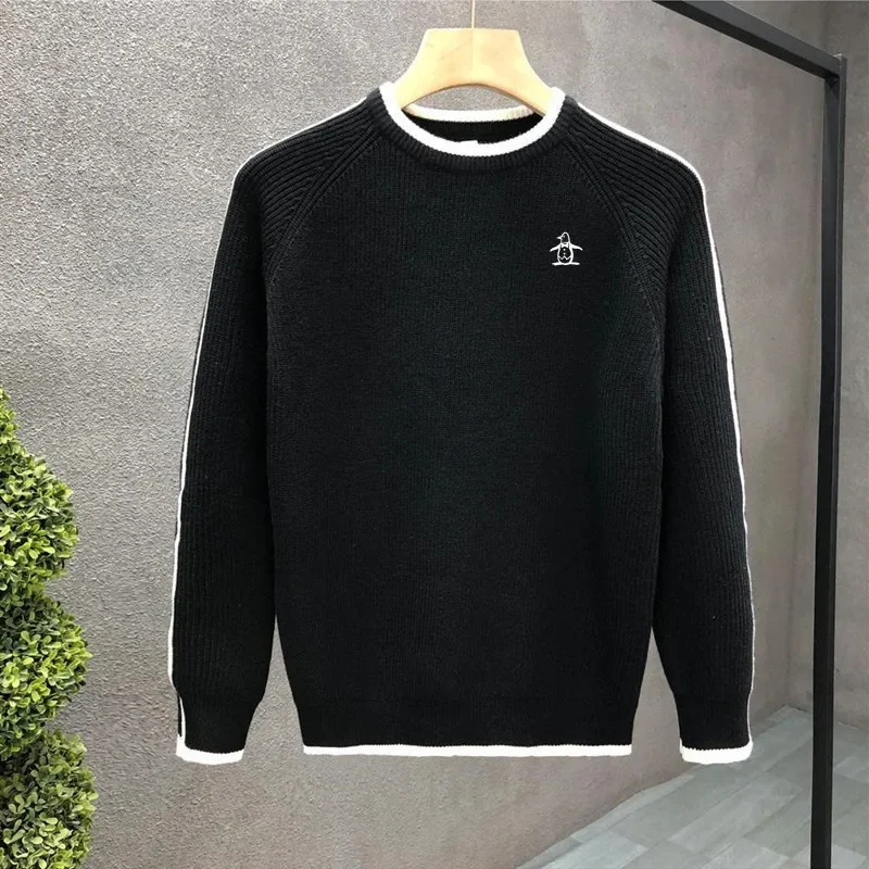 High Quality Golf Sweater Men's Golf Wear 2025 Spring New Golf Knit Sweater Round Neck Casual Long Sleeves Top Men Golf Clothes