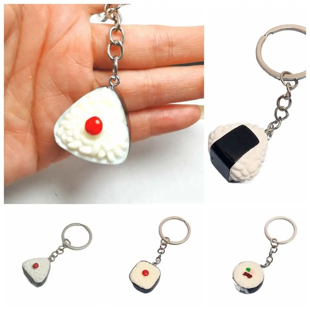 Creative Simulation Sushi Key Chain Kawaii Rice Ball Model Pendant Simple Cute Food Model Decorations Crafts