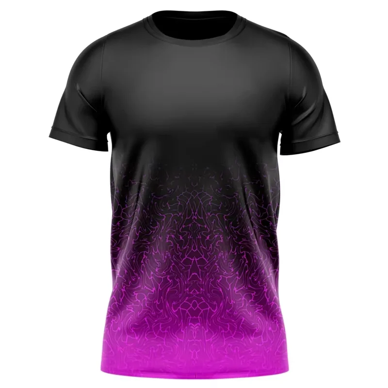 Fashion 3D Gradient Print Men's T-Shirts Outdoor Running Fitness Sports Short Sleeve Summer Quick Drying Breathable Gym Clothing