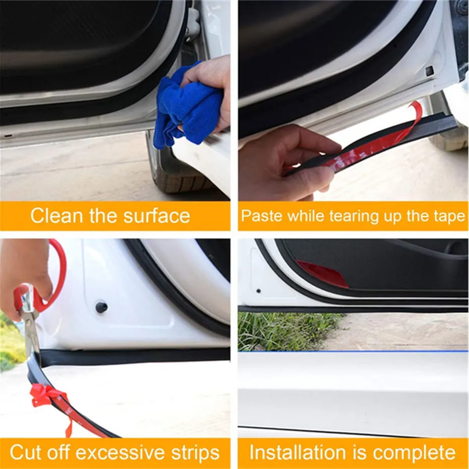 SEAMETAL 3/5M P-Type Rubber Protective Strip Auto Weather Stripping Sealing Strip Door Adhesive Tailgate Seal Kit Accessories