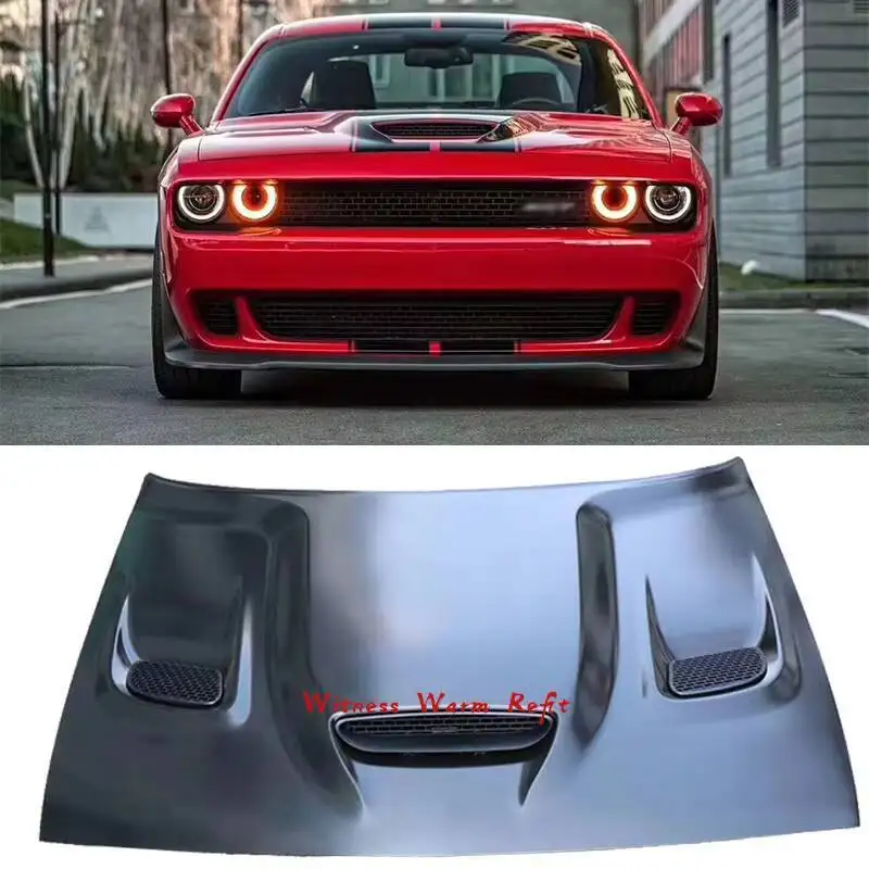 Capot moteur en fibre de carbone avec évents, capot moteur Frp, kit de carrosserie de voiture, adapté pour Dodge Challenger 3.6, Hellcat