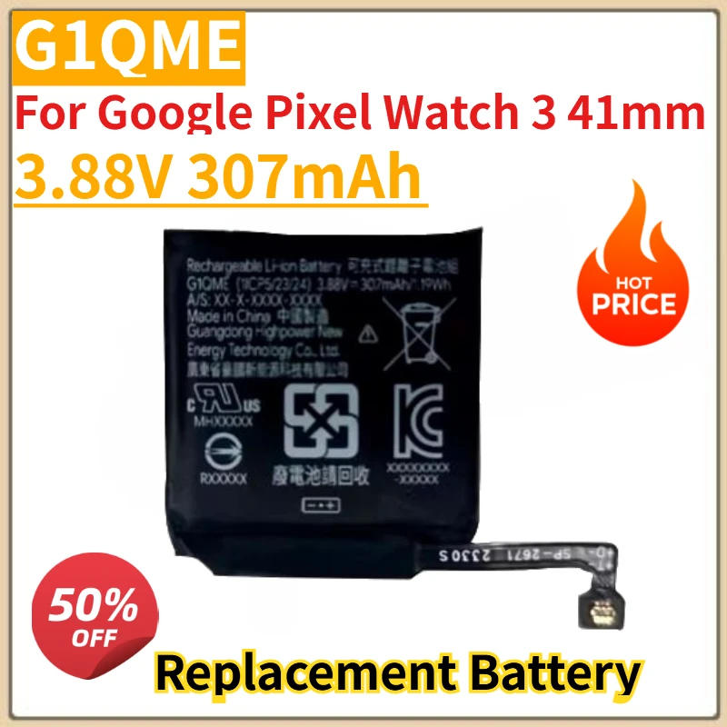 

High Quality New GY96V G1QME watch Battery 3.88V 412/307mAh For Google Pixel Watch3 45mm Watch 3 41mm Replacement Battery