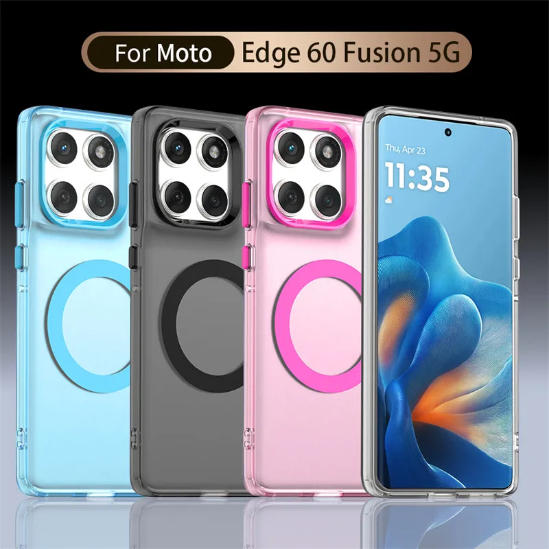 Магнитный чехол для Motorola Edge 60 Fusion Magsafe, чехол для беспроводной зарядки Motorola Edge 60, матовый защитный чехол для ПК, задние чехлы