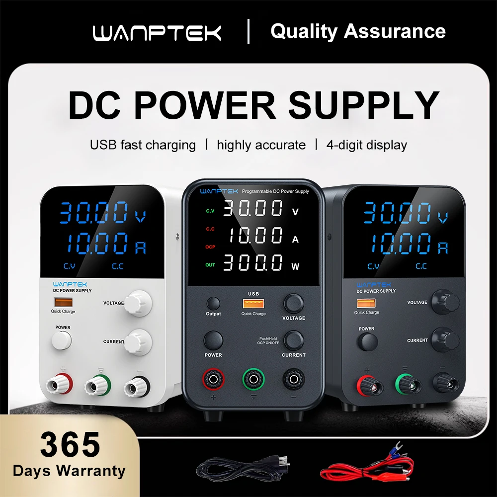 Wanptek Adjustable DC power supply LED Digital Lab Bench Power Source Stabilized Power Supply Voltage Regulator Switch 30V 10A5A