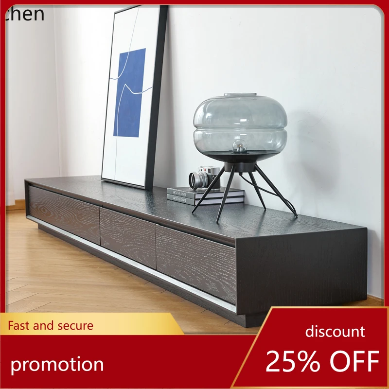 

HT all solid wood TV cabinet modern simple paint art light luxury floor TV cabinet