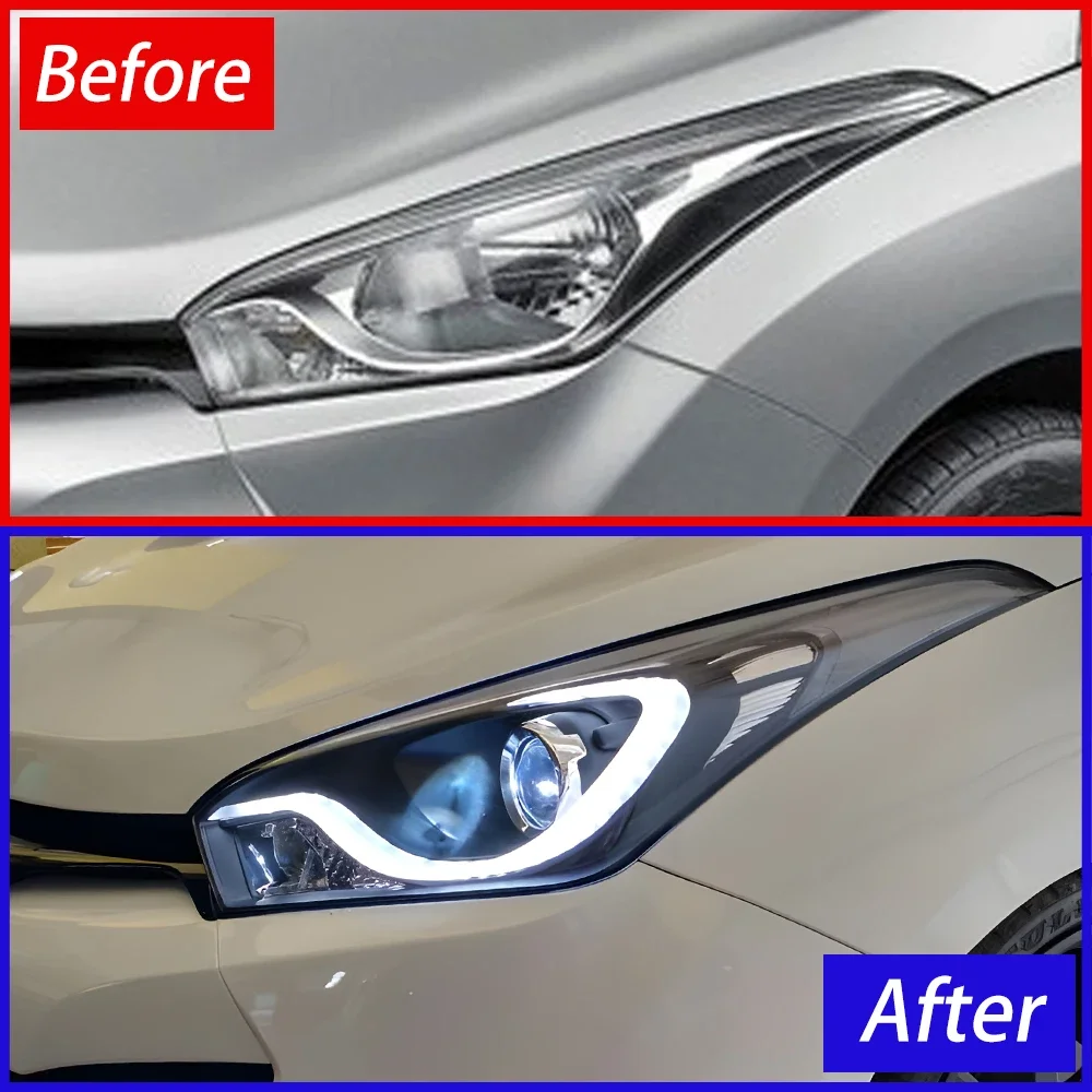 Car Front Lamps For Hyundai HB20 2013-2016 LED Auto Headlights Assembly Upgrade High Quality Bifocal Projector Lens Accessories