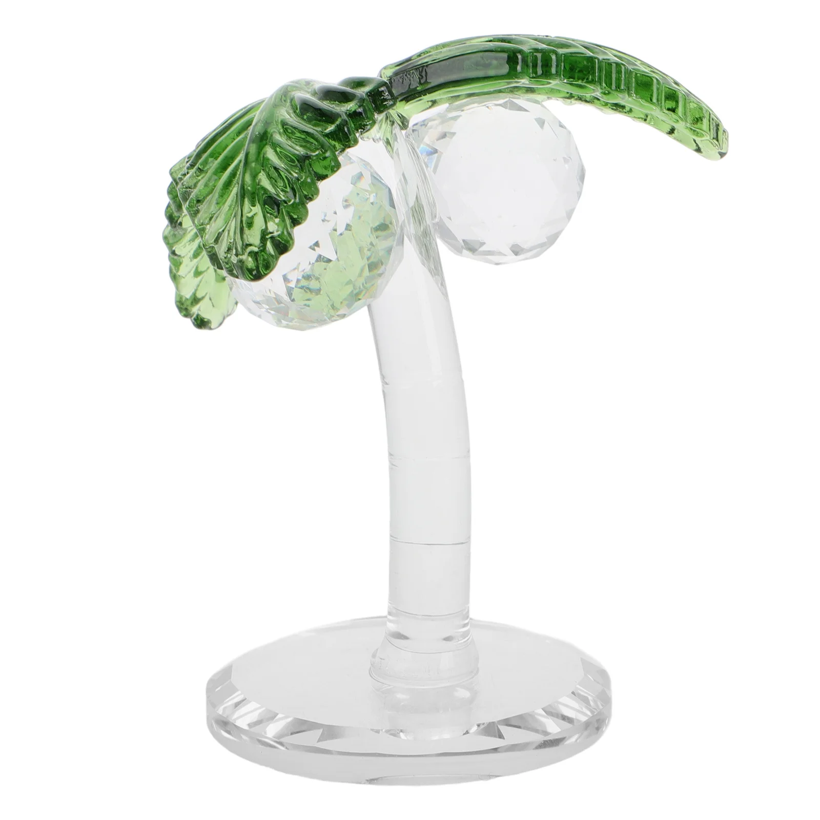 

Crystal Palm Tree Glass Sculpture Decorative Coconuts Tree Ornament Miniature Tabletop Accent Crystal Figurines
