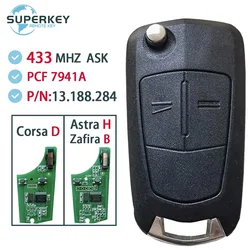Remote Flip Car Key PCF7941A 433MHz 46 Chip 2 Buttons For Opel Vauxhall Corsa D G4 Astra H AH Zafira B Holden 736-743-A
