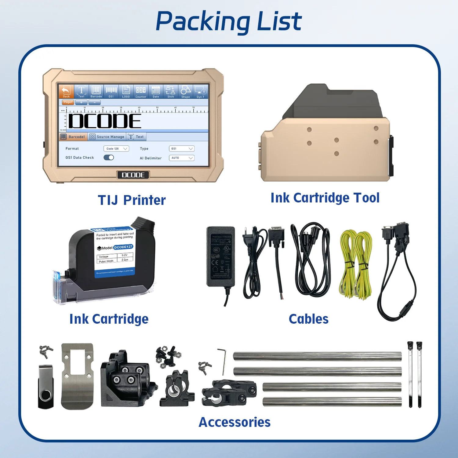 Dcode prx1000 impressora jato de tinta on-line, tela capacitiva de 6.5 polegadas, impressora jato de tinta térmica, texto, código de barras, data de validade, codificador de número de lote