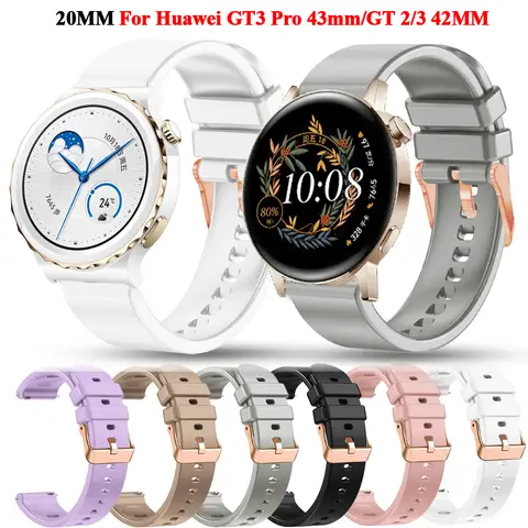 Bracelet de montre de sport intelligent pour Huawei Watch GT3, bracelets en silicone, bracelet de rechange pour femme, 20mm, 42mm, 43mm, Honor Magic 2
