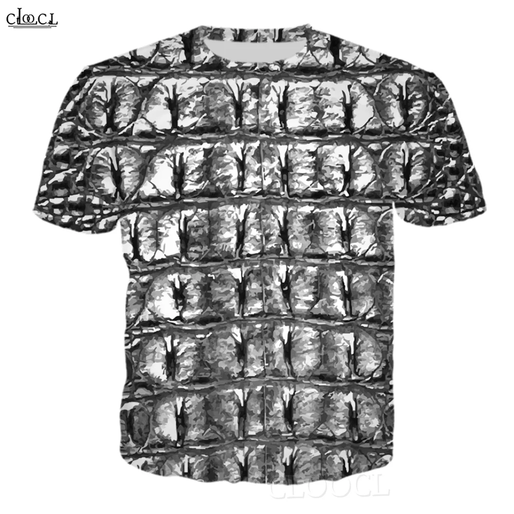 CLOOCL Harajuku Men's T-shirts Crocodile Skin 3D Printed Shirts Loose Short-sleeved Casual O Neck Sports Tops & Tees Oversized