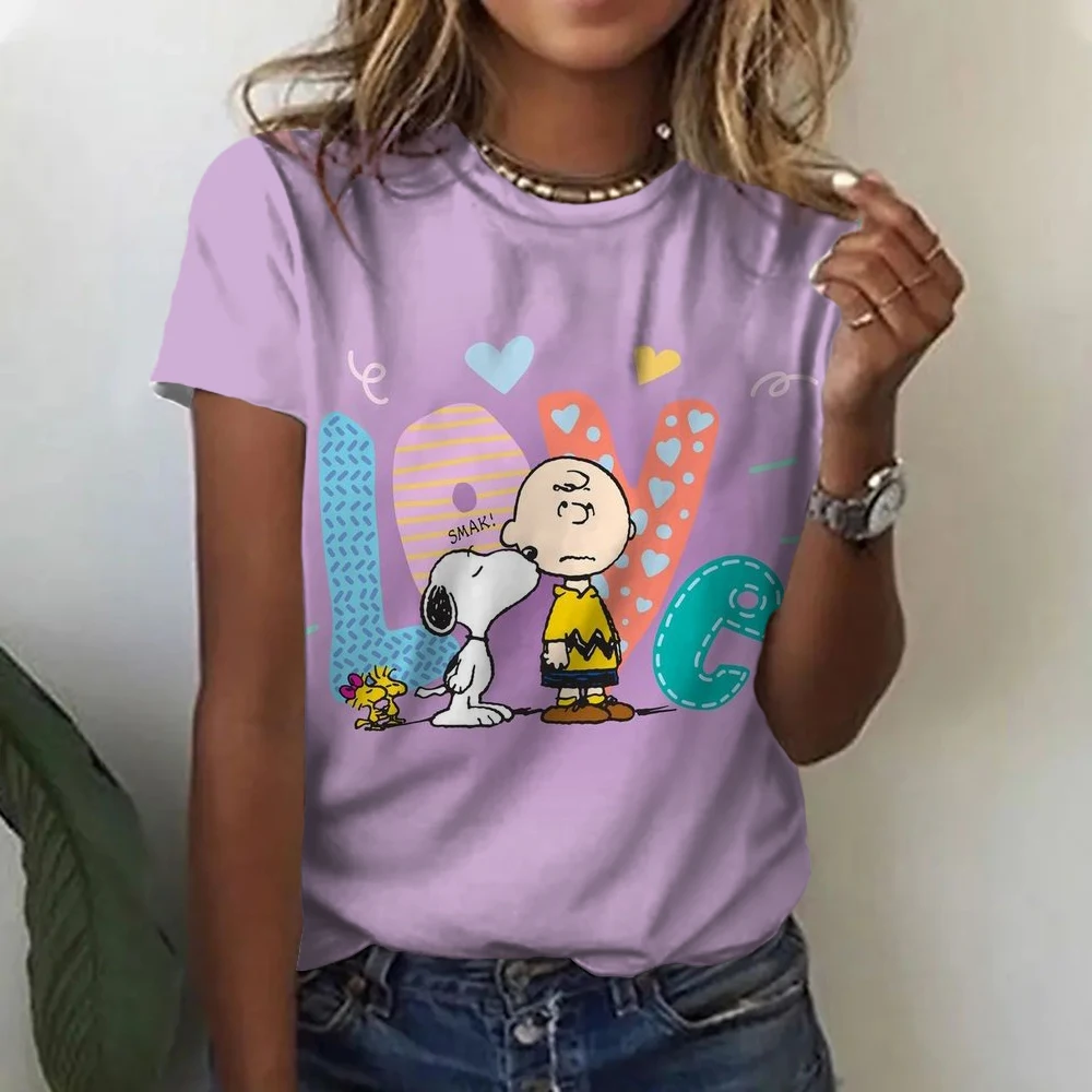 Snoopy T-Shirt Women Snoopy Print Cartoon Harajuku Feamle T shirts Casual Tops Short Sleeves Tees Women Clothing Y2K