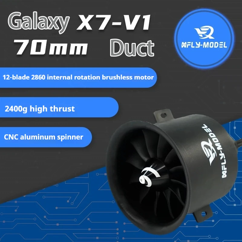 Xlfy Model 70mm-V1 12 Blade Ducted Power Unit Electric Ducted Fan 2860-Kv2200 Internal Rotation 6s Aircraft Model Components