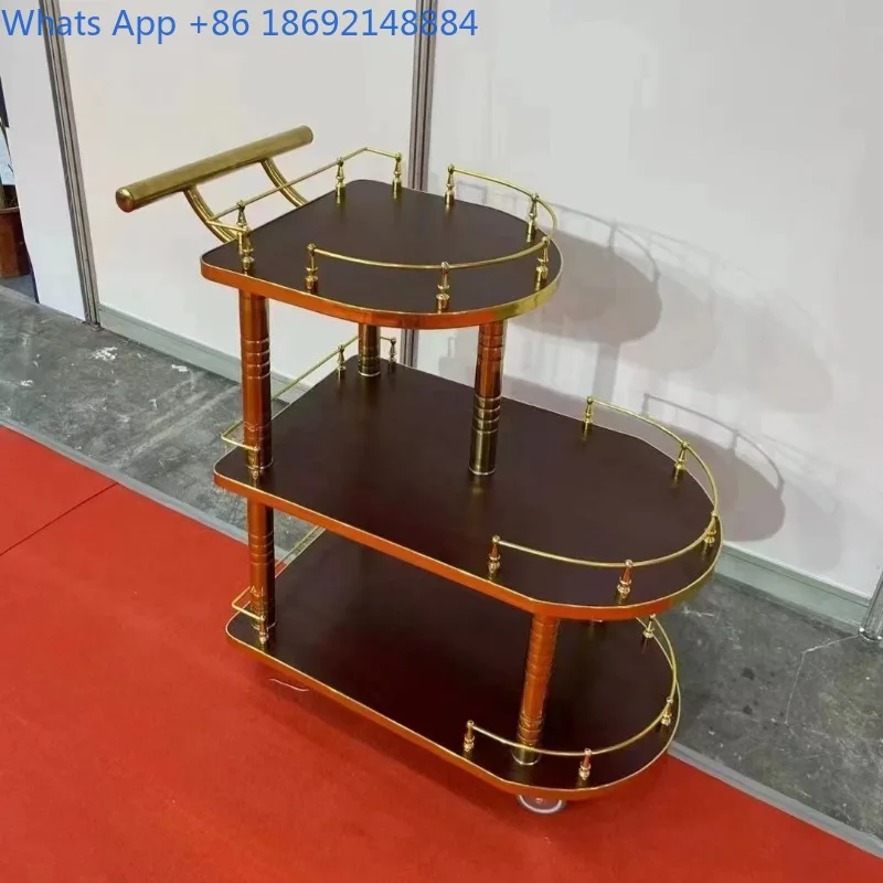 

Тележка для напитков класса люкс в европейском стиле, трехъярусная, передвижная, для десертов и тортов, для KTV, тележка для хранения