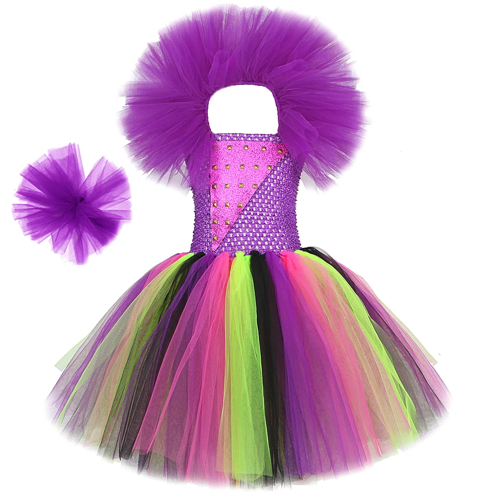 Descendants 3 Mal Costumes for Girls Carnival Halloween Fancy Tutu Dress for Kids Birthday Party Clothes Purple Cool Girl Outfit