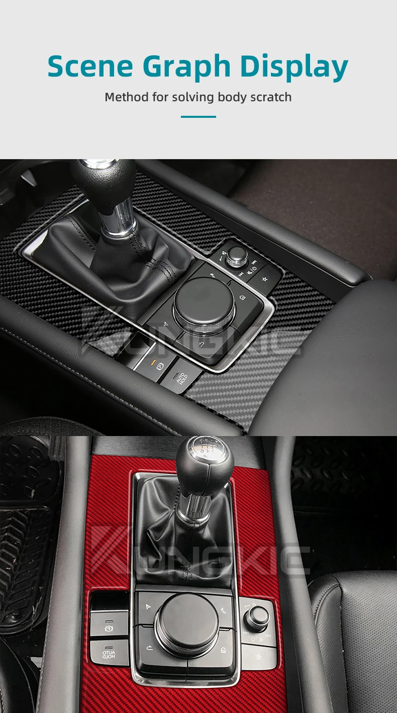 Weiche Carbonfaser für Mazda 3 BP 2019 2020 2021 2022 2023 2024 2025 2026 Mazda3 Axela Schalt-/Automatikgetriebe-Schalttafel-Aufkleber – Detail 9