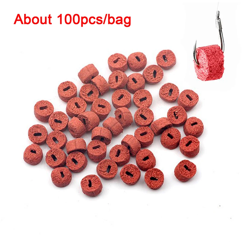 100PCS Red Carp Fishing hollow Bait  Formula Insect Particle Fishing Baits Lure