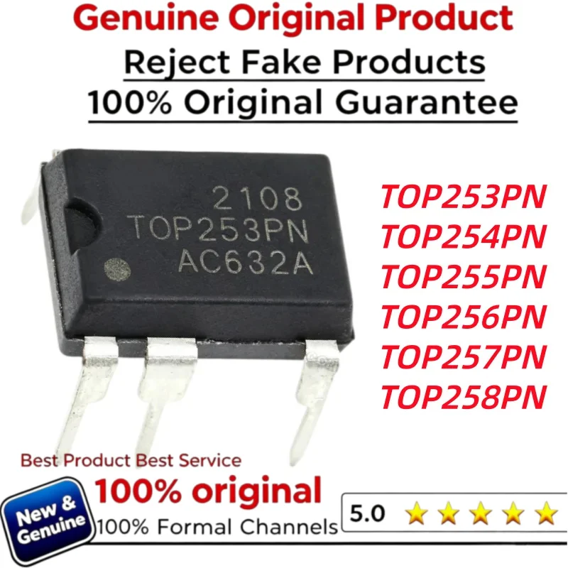 10pcs 100% New Imported Original TOP256PN TOP257PN TOP253PN TOP254PN TOP255PN TOP258PN Power Chip DIP-7