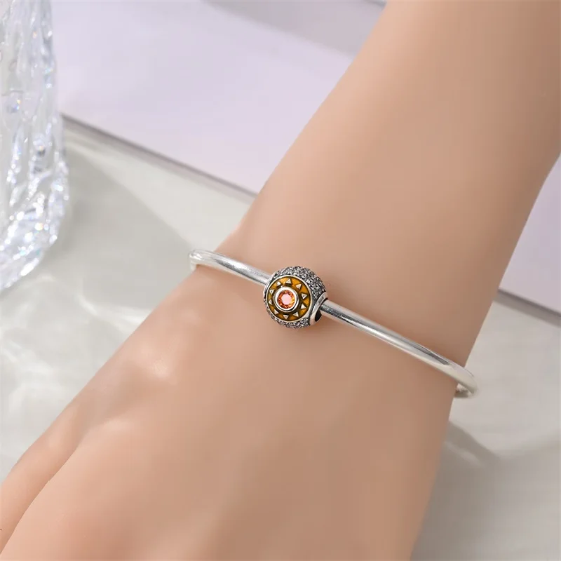 

2026 New 925 Sterling Silver Shining Sun CZ Zircon Charms Bead For Women Fit 3mm Original Bracelet DIY Birthday Jewelry Gifts