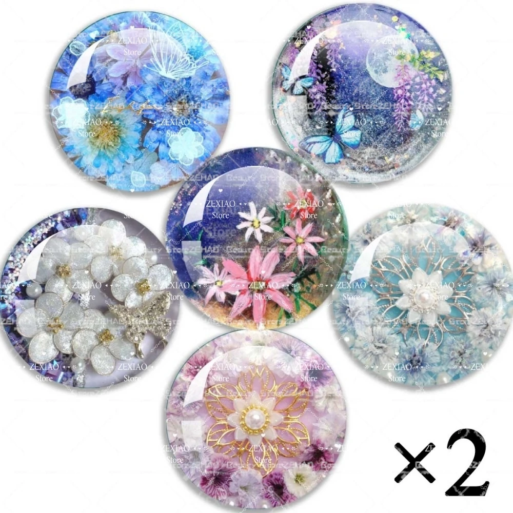 Flower Pattern Series Creative Blyth Doll Eyes Glass 10mm-40MM Doll Eyes DIY Crafts Eyes Accessories Blythe Doll Chips12Pcs/Bag