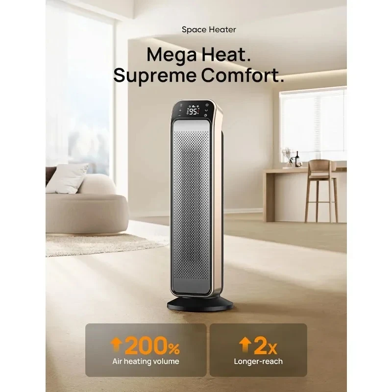 Indoor Space Heater Fast and Portable with Remote Control and Thermostat Overheat and Tip-Over Protection