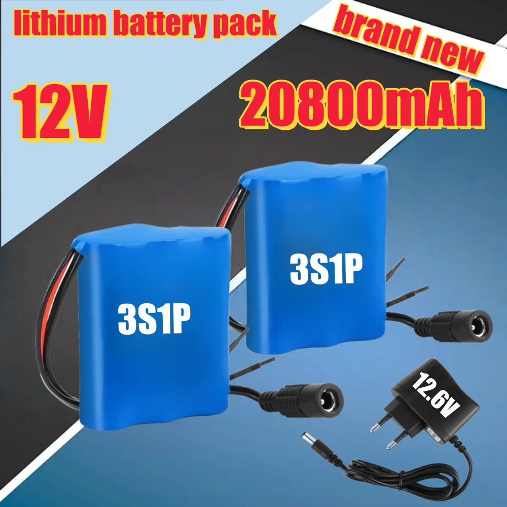 

100% New 3S1P12V 20800mAh Protection Plate12V 20.8Ah Battery Pack 18650 Lithium ion DC 12.6V Super Rechargeable Battery+Charger