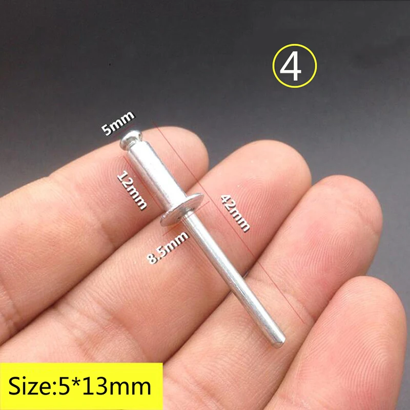 1KG/Box Pop Rivets Aluminium M3.2 M4 M5 Dome Head Blind Rivets Steel Shank Mandrel Exhaust Rivets