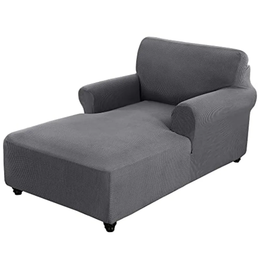 

Gray Chaise Lounge Slipcover Stretch Sofa Slipcovers with Arm for Dog Pet Bedroom Furniture Chaise Couch Cover Washable